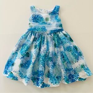 Bonnie Jean Girls 4 Blue White Floral Dress Tulle Spring Summer Easter